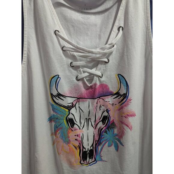 Sz 2 Torrid Lace Up Bull Skull Tank NWT - Picture 5 of 9
